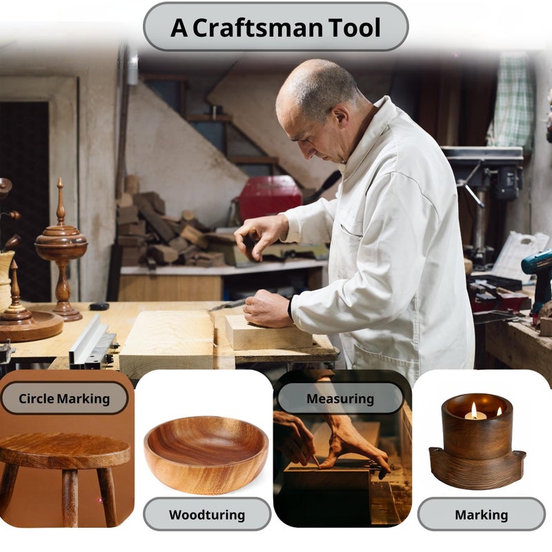 CLPA Clearly Printed 250mm Circle Center Finder Tool, Protractor, and Circle Maker Tool and Compass for Woodworking and Wood Turning. Find The Center of Timber or Dowel with Our Center Finder Ruler. - Image 3